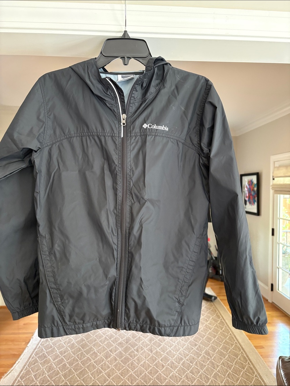 Columbia Black Packable Hooded Windbreaker